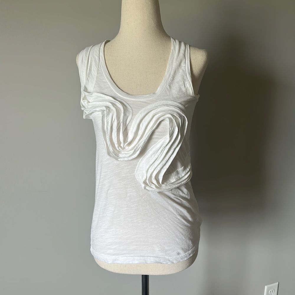 Little Yellow Button sz XS white heathered twist scoop neck tank cami